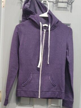 NWOT Curfew Solid Purple White Hoodie Jacket small